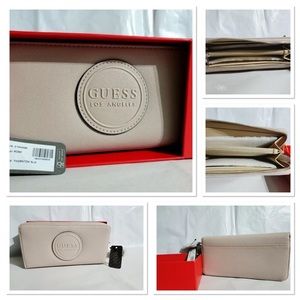 NEW GUESS Women's Rose Logo Zip Wallet